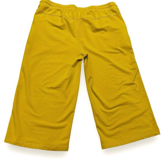 Cropped Wide Leg Cotton Blend Pants Size 2XL pockets Mustard Yellow Casual - Picture 3 of 4